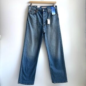 Levi's Premium Ribcage Straight Ankle Blue Denim Super High-Rise Jeans Size 29
